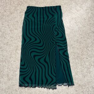 Urban Outfitters Green and Black Swirl Pencil Skirt